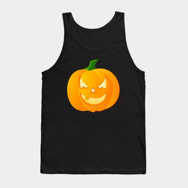 Halloween Pumpkin Evil Tank Top by Bootyfreeze